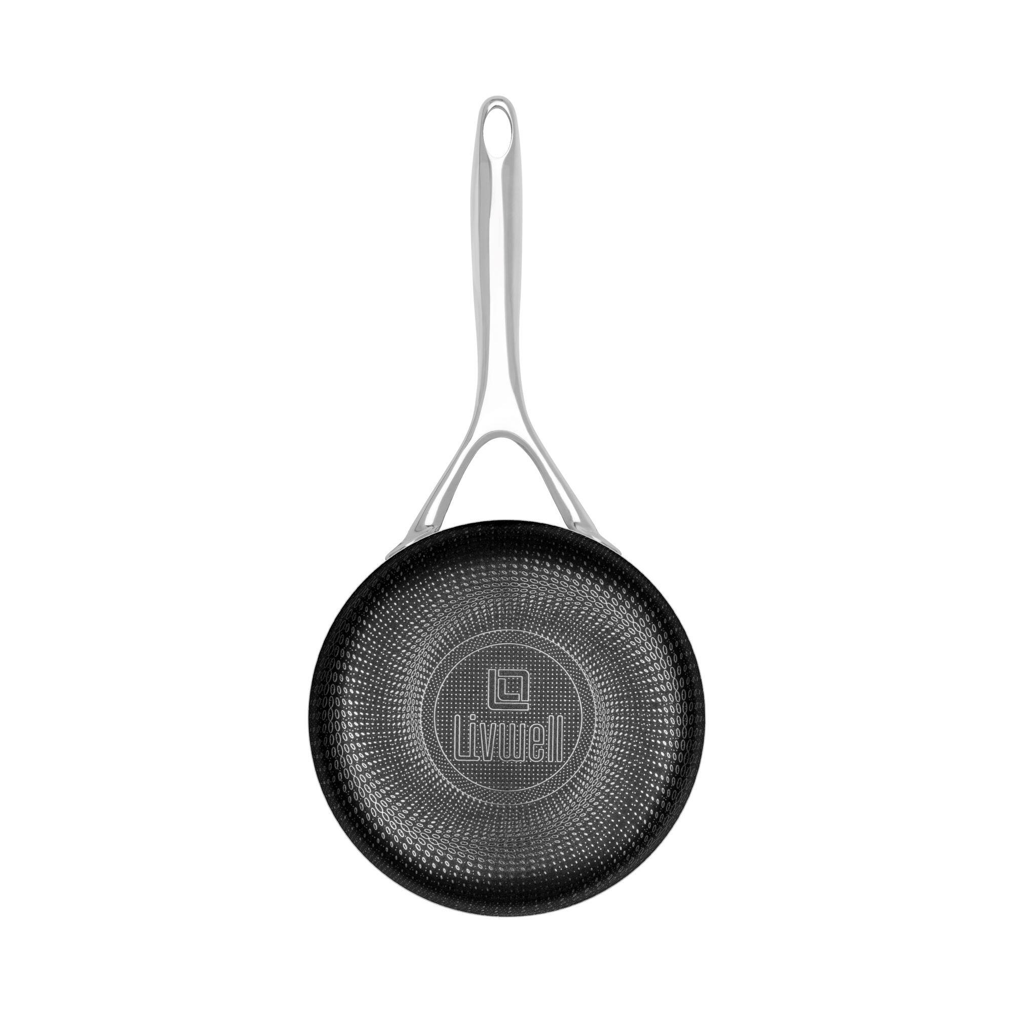 Alt View 5. Livwell Brands - DiamondClad™ 1.5 Quart Hybrid Nonstick Stainless Steel Saucepan and Lid, Dishwasher Safe, PFOA-free – Silver/Black - Silver/Black.