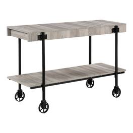 Furniture of America - Acres Wood Natural Console Table with Metal Black Wheels - Brown