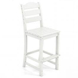 Costway - Outdoor HDPE Bar Stool Patio Tall Chair Backrest Footrest All Weather - White