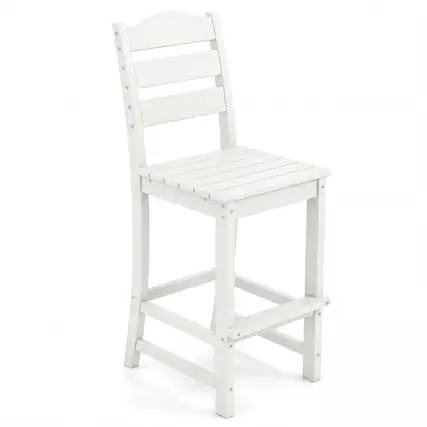 Front. Costway - Costway Outdoor HDPE Bar Stool Patio Tall Chair Backrest Footrest All Weather - White.