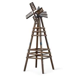 Winado - 6FT Wooden Windmill Backyard Garden Decoration Weathervane with Windmill Head for Outdoor - Brown