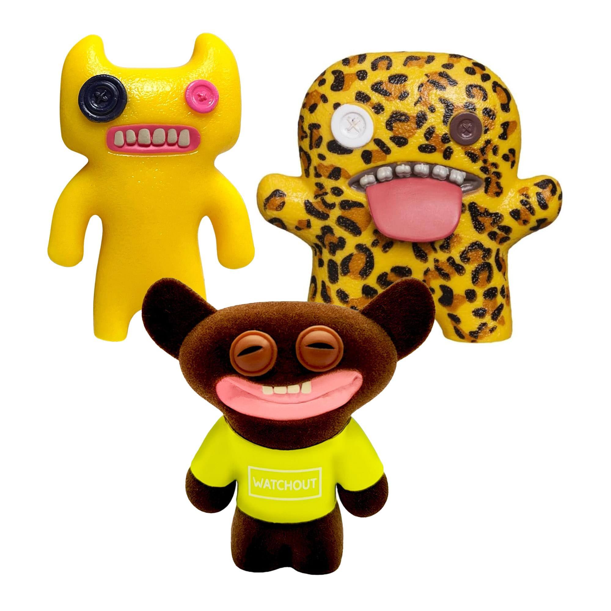 ZURU - Fuggler 2.5 Inch Figure 3-Pack | Dark Yellow, Leopard Print, Black/Yellow - Multi-Colored