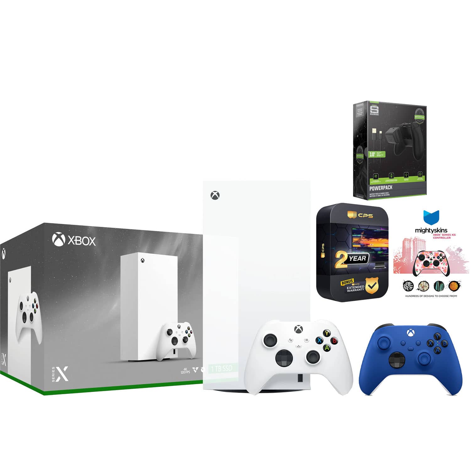 Xbox Series X 1TB Digital Console with Extra Controller, Battery Pack, MightySkins Code and 2 Year Warranty