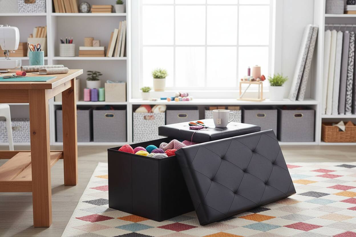 Alt View 5. AOITUN - 30" Ottoman Bench, Folable Storage Bench for Bedroom, 29Gal Capacity, Ottoman Foot Rest Bench for Livingroom, Black - Black.