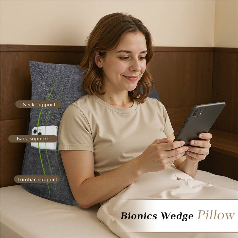 Neck support, Back support, Lumbar support, Bionics Wedge Pillow