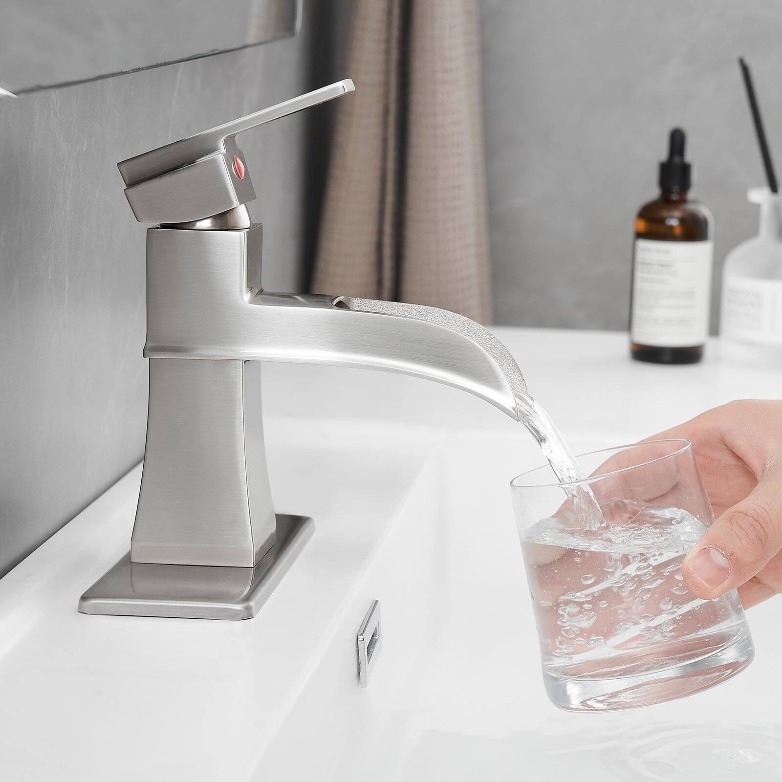 Alt View 2. Boyel Living - Single Handle Single Hole Bathroom Faucet Deck Plate Included Pop Up Drain and Water Supply Hoses in Brushed Nickel - Brushed Nickel.