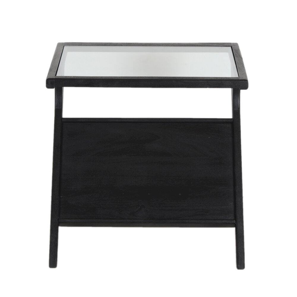 Back. Porter Designs - Canberra Solid Mango Wood End Table - Black.