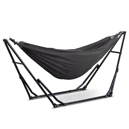 Front. Ainfox - Foldable Hammock with Stand, 2-in-1 Hammock Swing Chair for Outdoor Patio, Portable Heavy Duty with Carrying Bag - gray.