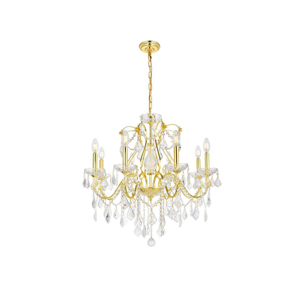 Alt View 2. Elegant Lighting - St. Francis 8 light Gold Chandelier Clear Royal Cut Crystal - Gold.