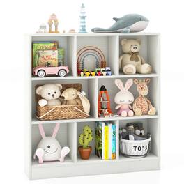 Costway - 8-Cube Bookcase 41" Wooden Toy Storage Organizer for Kids Bookshelf - White