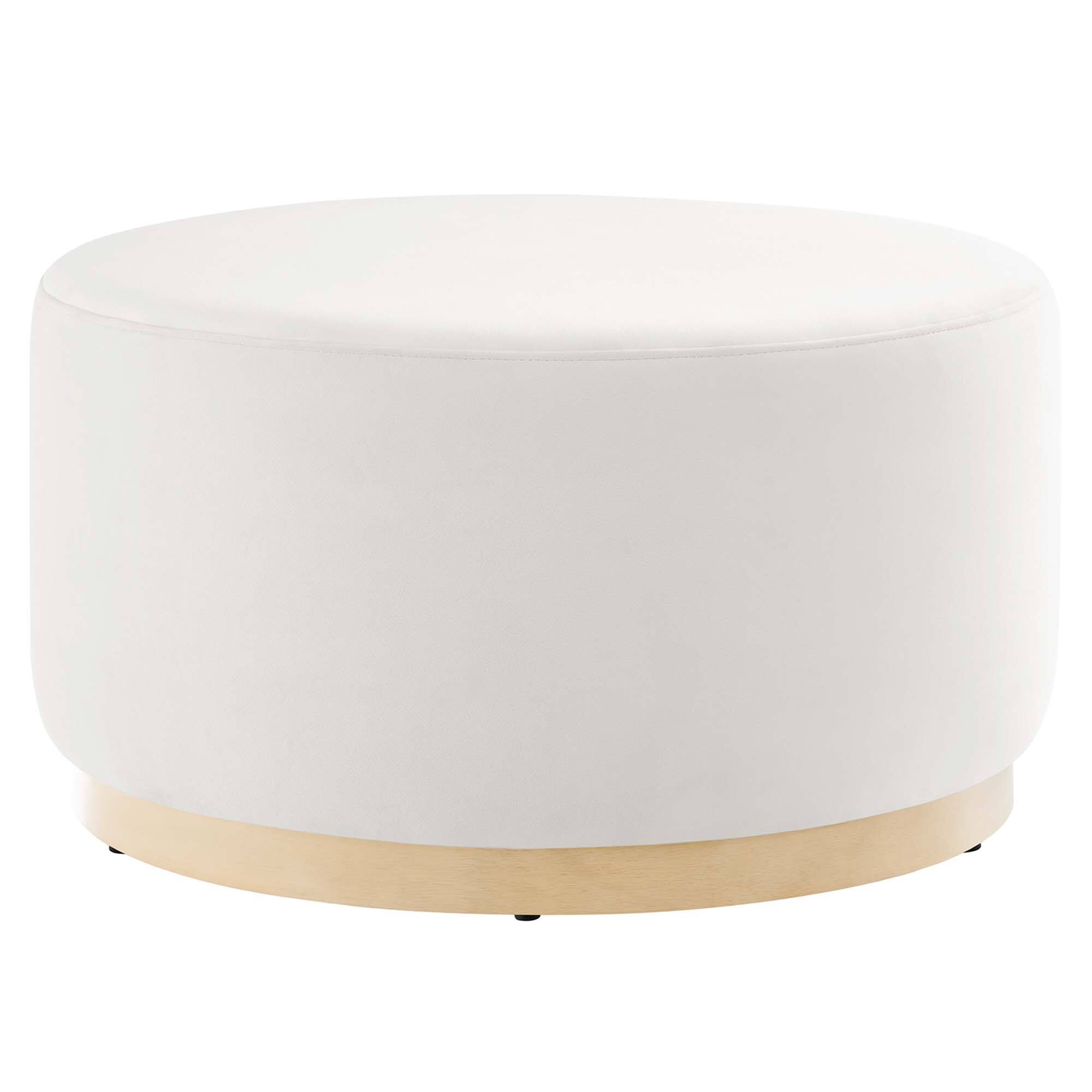 Angle. Modway - Tilden Large 29" Round Performance Velvet Upholstered Ottoman by Modway - Alabaster Natural.