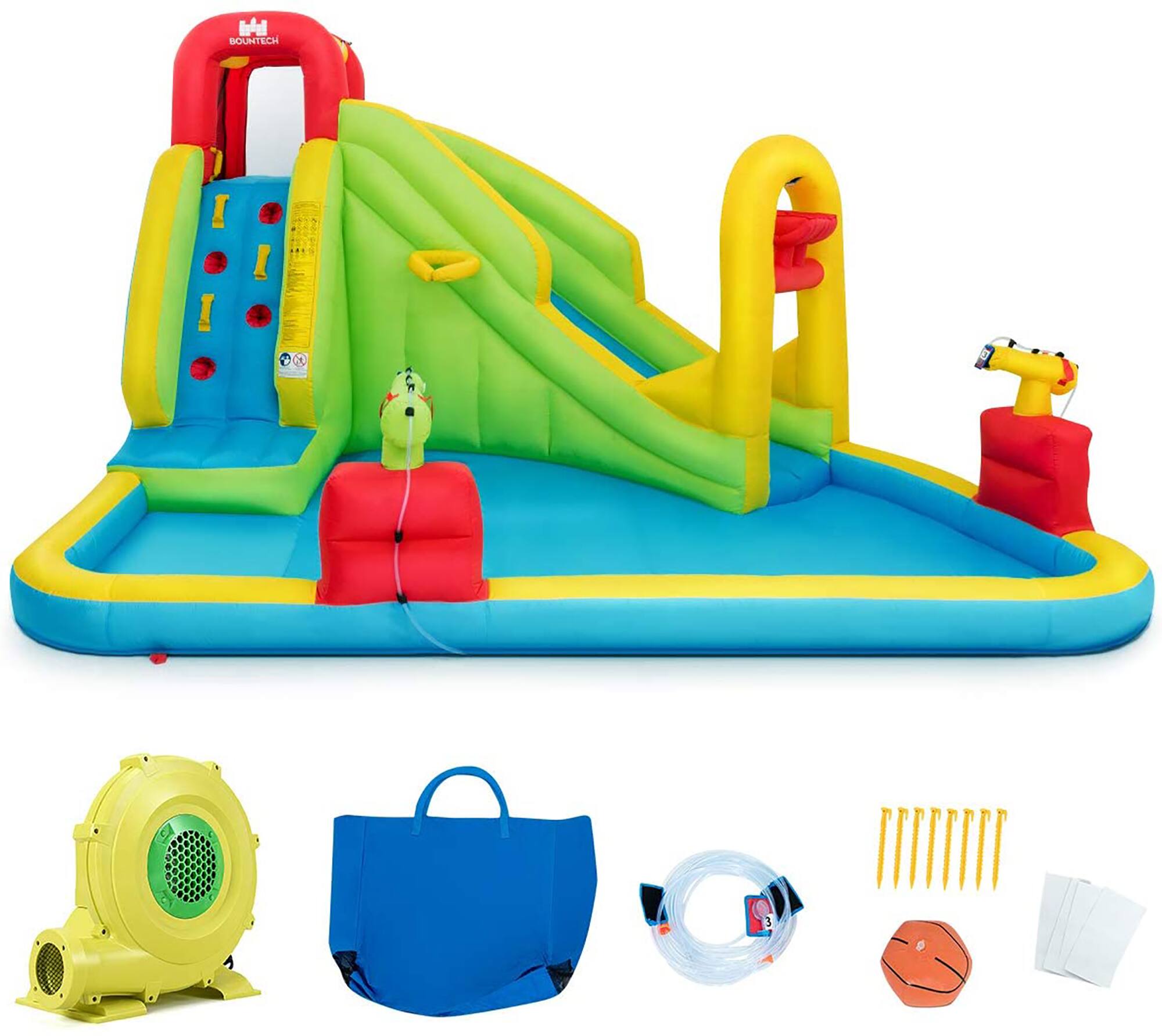Alt View 7. Costway - Costway Inflatable Water Slide Kids Splash Pool Bounce House with 735W Blower - Multicolor.