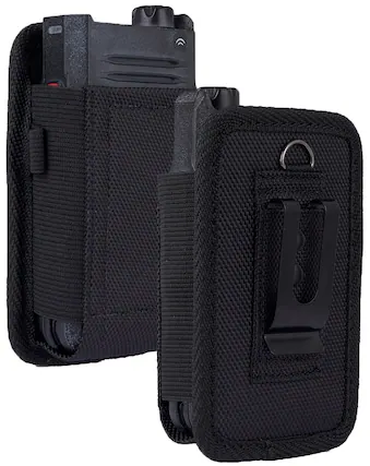 Front. Nakedcellphone - Pouch Case for XL Thick Flip Phone - Canvas with Clip and Belt Harness - DuraXV Extreme, CAT S22, XP3plus - Black.
