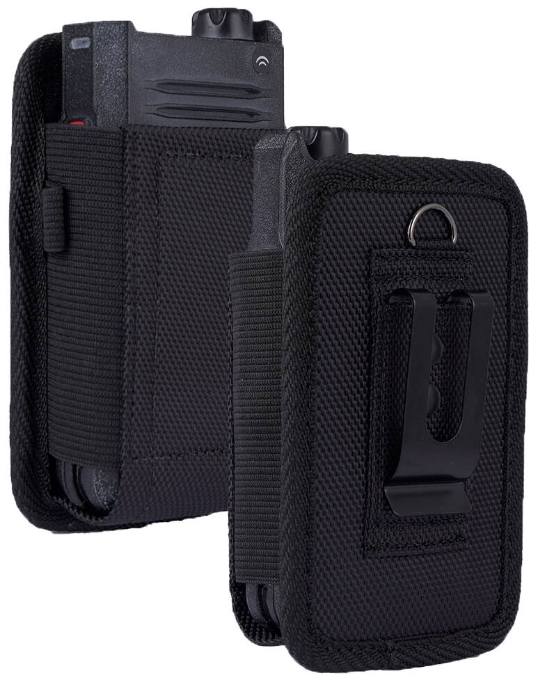 Front. Nakedcellphone - Pouch Case for XL Thick Flip Phone - Canvas with Clip and Belt Harness - DuraXV Extreme, CAT S22, XP3plus - Black.