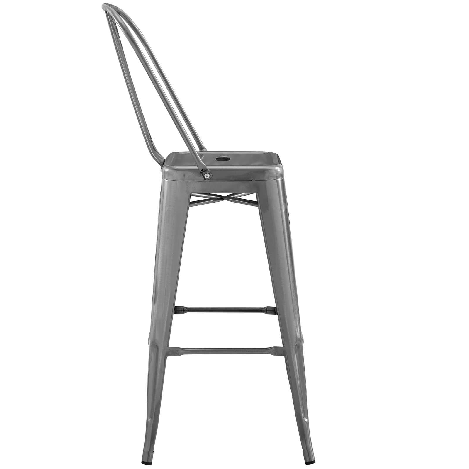 Back. Modway - Promenade Metal Bar Side Stool by Modway - Gunmetal.