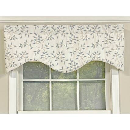 Front. RLF Home - RLF Home Page Turner Cornice Valance Topaz 3in Rod pocket 50in x 17in Blue - Topaz blue.