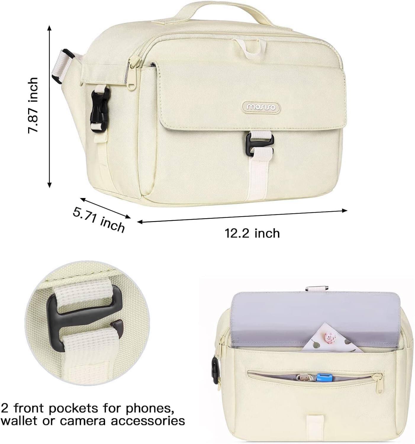 7.87 inch, 5.71 inch, 12.2 inch, 2 front pockets for phones, wallet or camera accessories