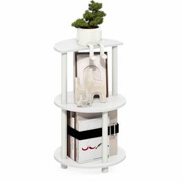 Furinno - TURN-N-TUBE Side Table, Round End Table, Toolless Half Round Table Top Night Stand, Bedside Table, Open Shelf - White