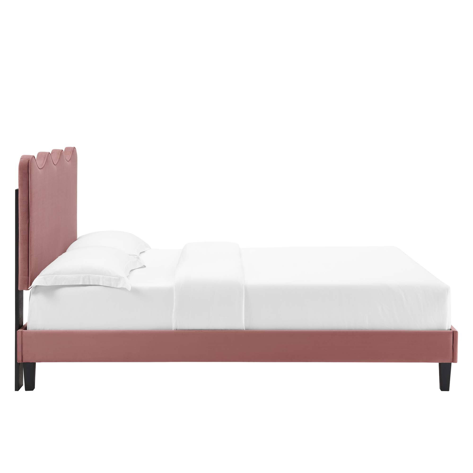 Alt View 6. Modway - Current Performance Velvet Twin Platform Bed - Red.