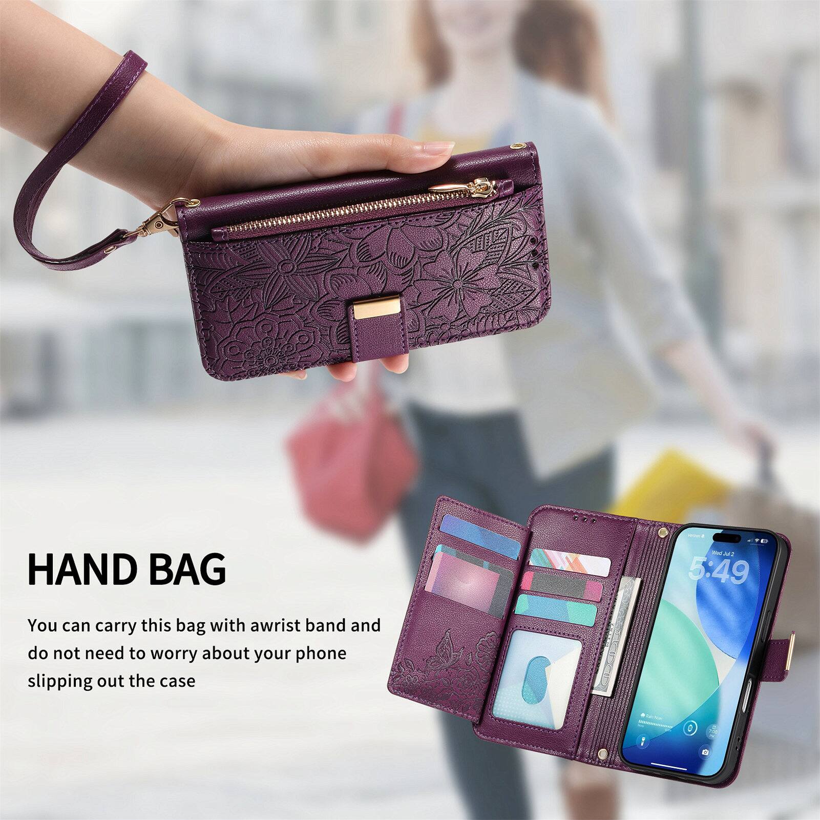 HAND BAG

You can carry this bag with a wrist band and do not need to worry about your phone slipping out the case
