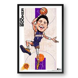 Sporticulture - Devin Booker Phoenix Suns Framed 27" x 39" Player Caricature Art - Multicolor