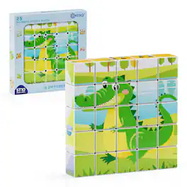 Contixo - ST10 Magnetic Jungle Animal Puzzle Blocks – 25-Piece STEM Learning Toy, 6-in-1 Puzzles for Kids Ages 3+