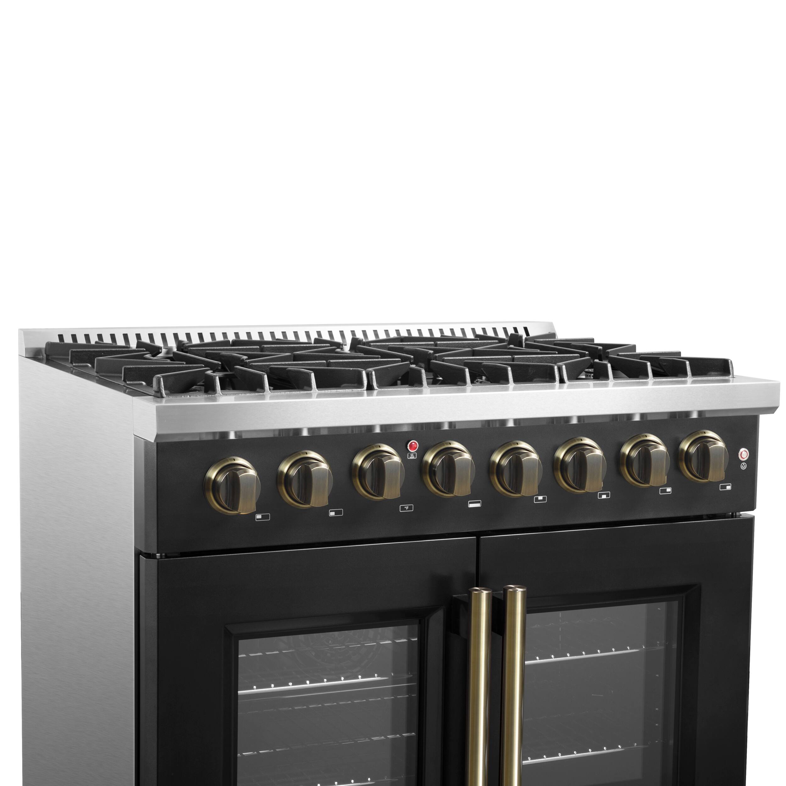 Alt View 8. Forno Appliances - Galiano 5.36 Cu. Ft. Freestanding Dual Fuel True Convection Range - Black.