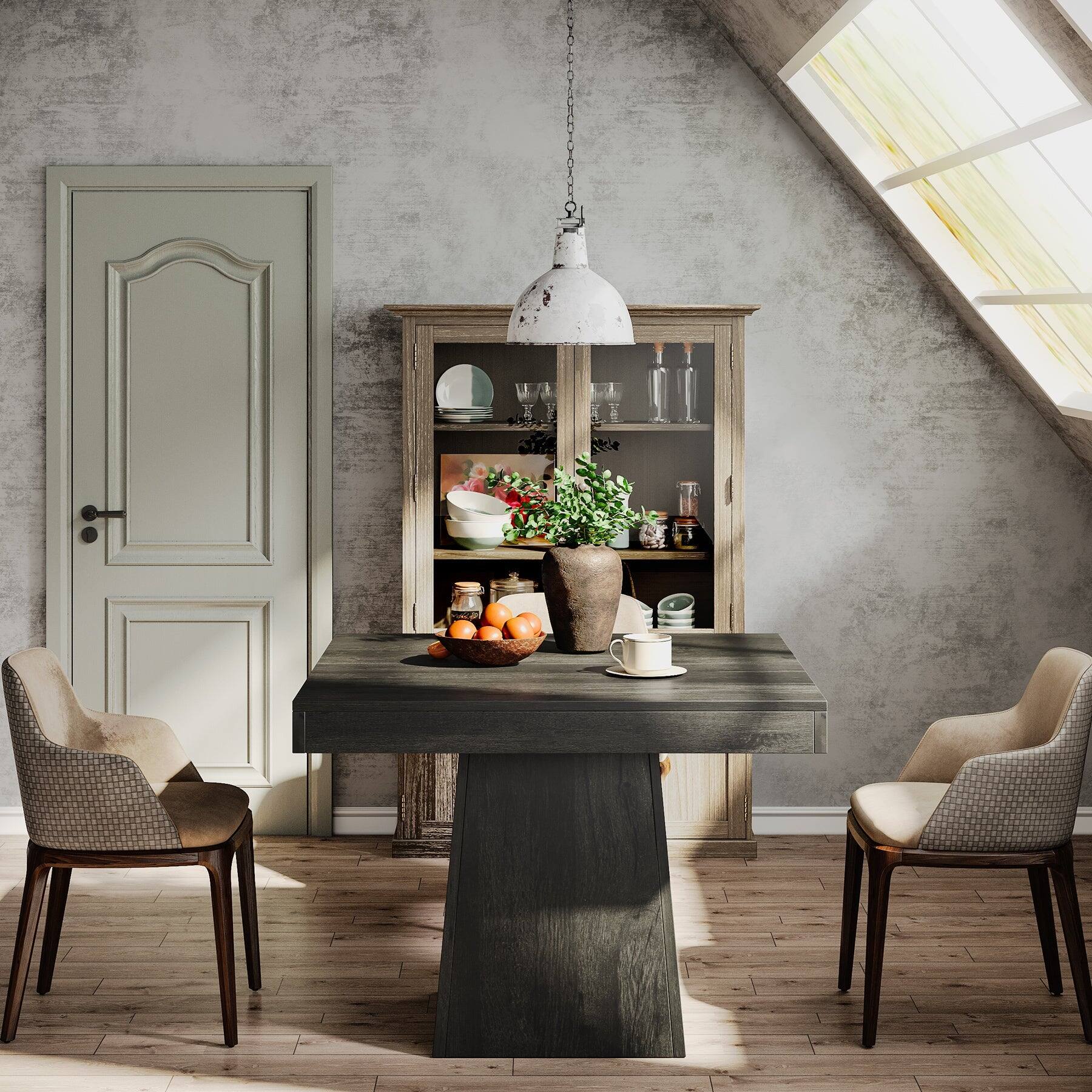 Tribesigns Farmhouse Dining Table with Engineered Wood Construction ...