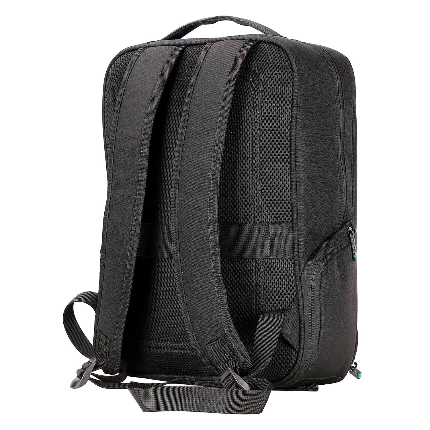 Left. Urban Factory - 15.6" 16" Eco Foam-Reinforced Compact Laptop Backpack, Multiple Compartments, Recycled PET Materials - Black.