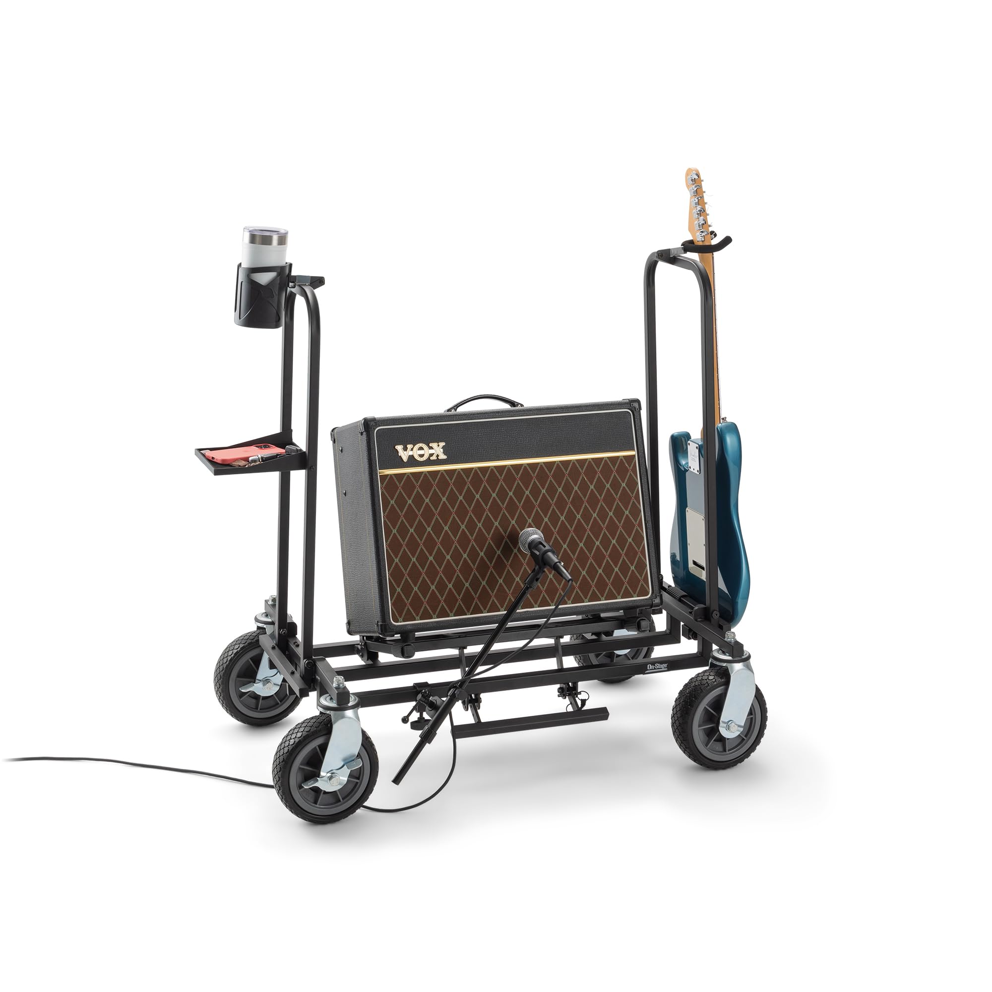 Angle. On Stage Stands - On-Stage GUV8000 Guitar Utility Vehicle (Rolling Cart, Portable Stage Setup, Guitar-Amplifier Rig, Amp Dolly, 300 lb - Black.