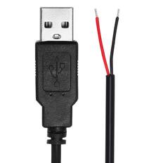 Front. Unique Bargains - USB A Male to 2-Pin Bare Wire Pigtail, 22AWG 12V 3A, for DIY Keyboard/Mouse/Fan Repair, 4pcs - Black.