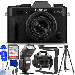 Fujifilm - X-T30 III Mirrorless Camera with 13-33mm f/3.5-6.3 Lens (Black) Bundle