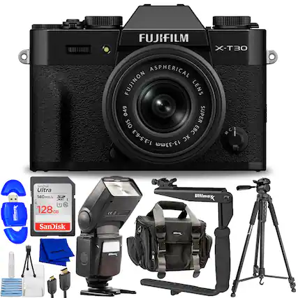 FUJIFILM X-T30 ASPHERICAL FUJINON LENS 049 SUPER OIS 5 EBC MCS M C I 1:3.5-6.3 13-33mm XC m Ultimes SanDisk Ultra 140 MB/s 1 10 128GB GB SanDisk cc Ultimax Vilimes