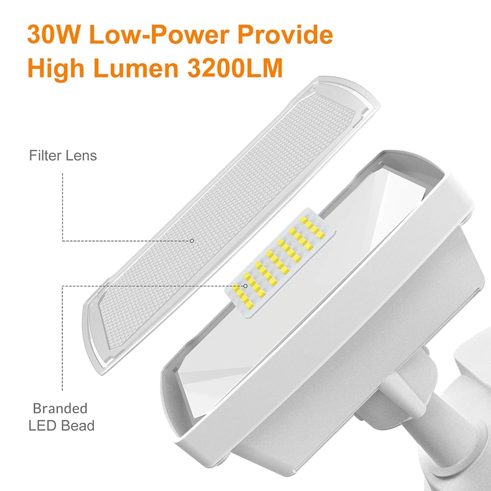 30W Low-Power Provide High Lumen 3200LM  
Filter Lens  
Branded LED Bead