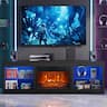 Ihomeadore - 66" TV Stand with 24" Insert Electric Fireplace and Open Storage Shelves Media Console for TVs up to 75" - Black