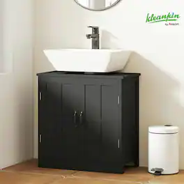 Kadyn - Bathroom Sink Cabinet, Pedestal Sink Cabinet with Adjustable Shelf - Black