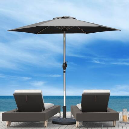 Front. Mondawe - 7.5FT Patio Umbrella with Push Button Tilt and Crank - Gray.