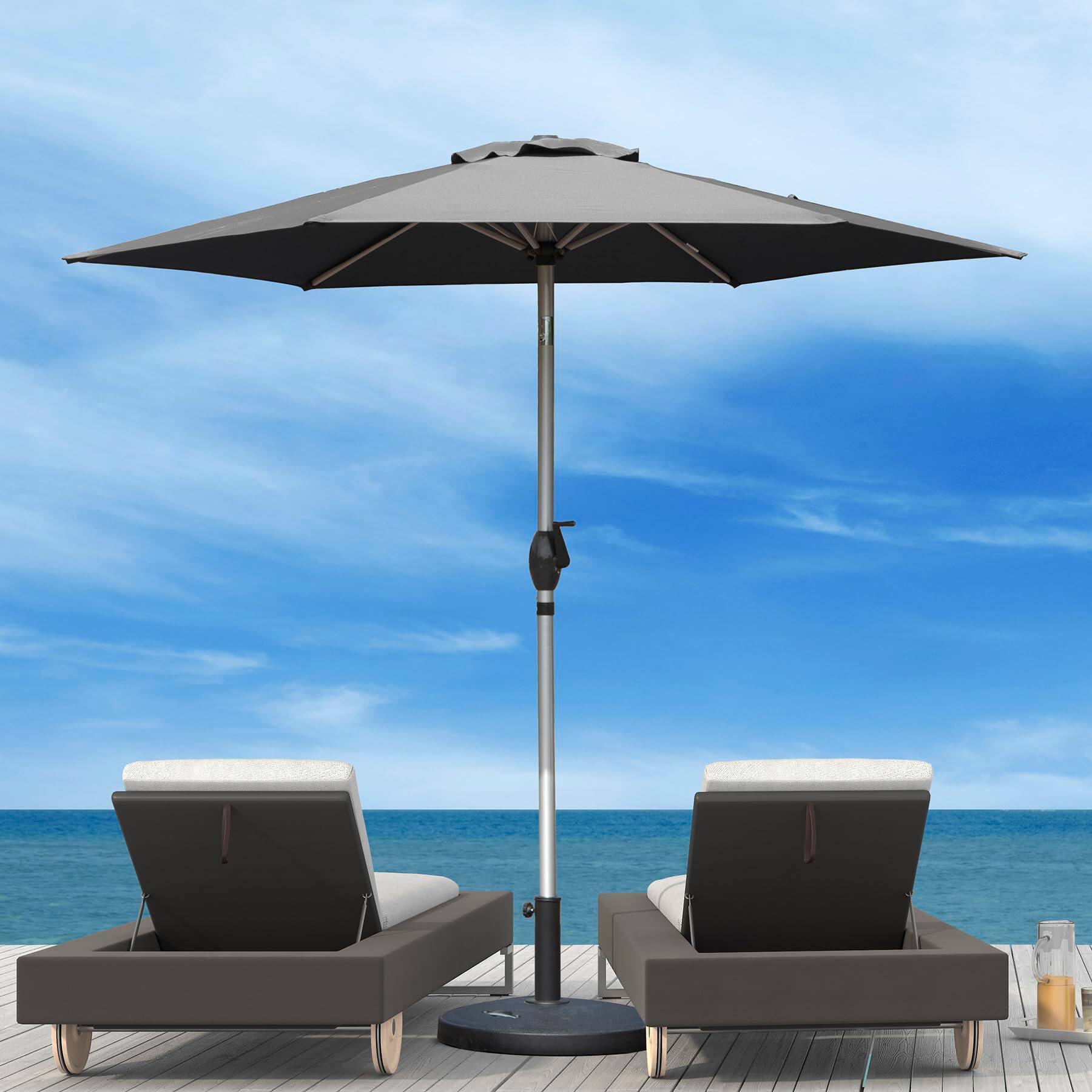 Front. Mondawe - 7.5FT Patio Umbrella with Push Button Tilt and Crank - Gray.