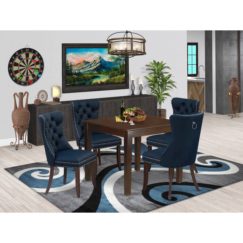 Alt View 7. East West Furniture - 5 Piece Kitchen Table & Chairs Set Consists of a Square Dining Room Table - Mahogany.