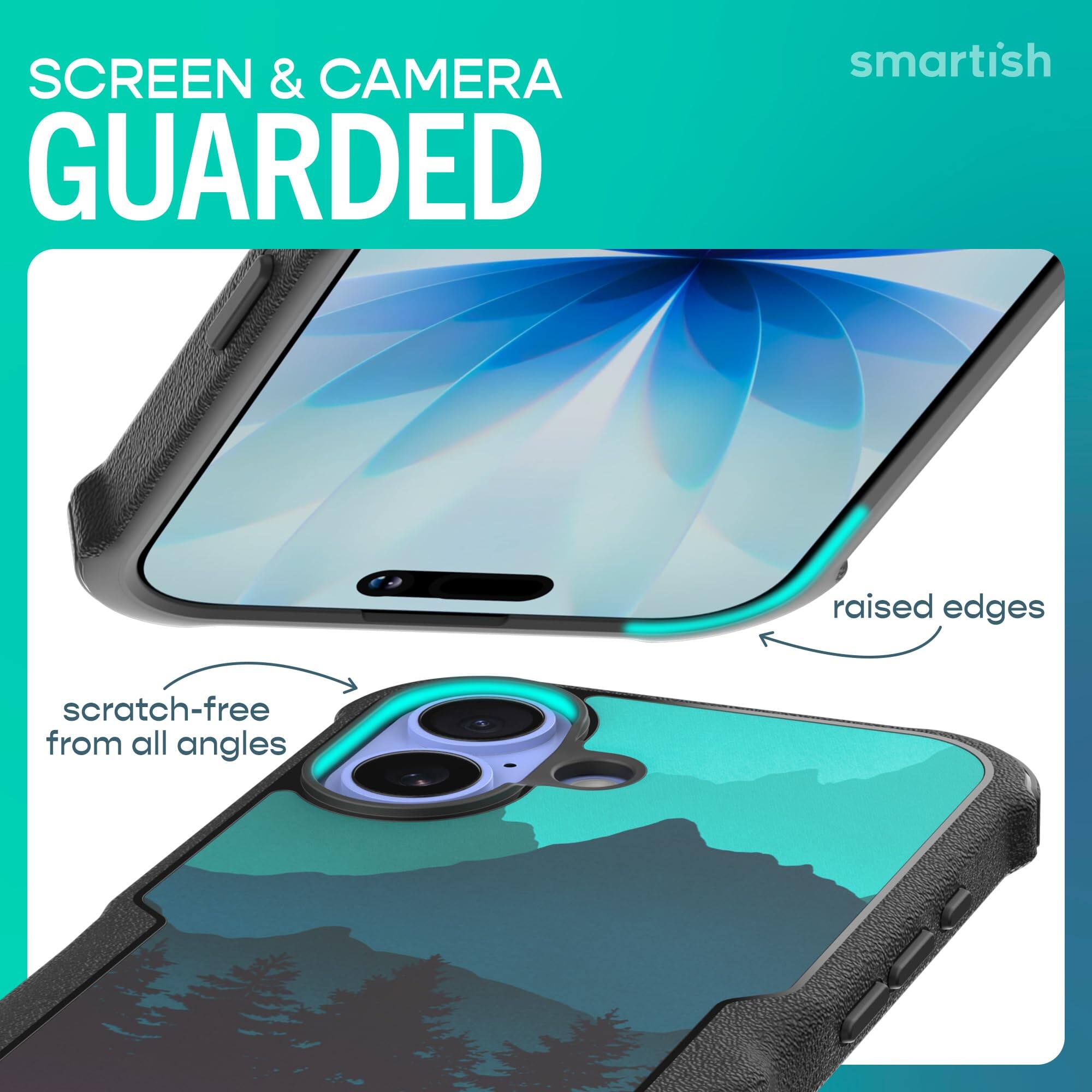 SCREEN & CAMERA GUARDED  
smartish  
raised edges  
scratch-free from all angles