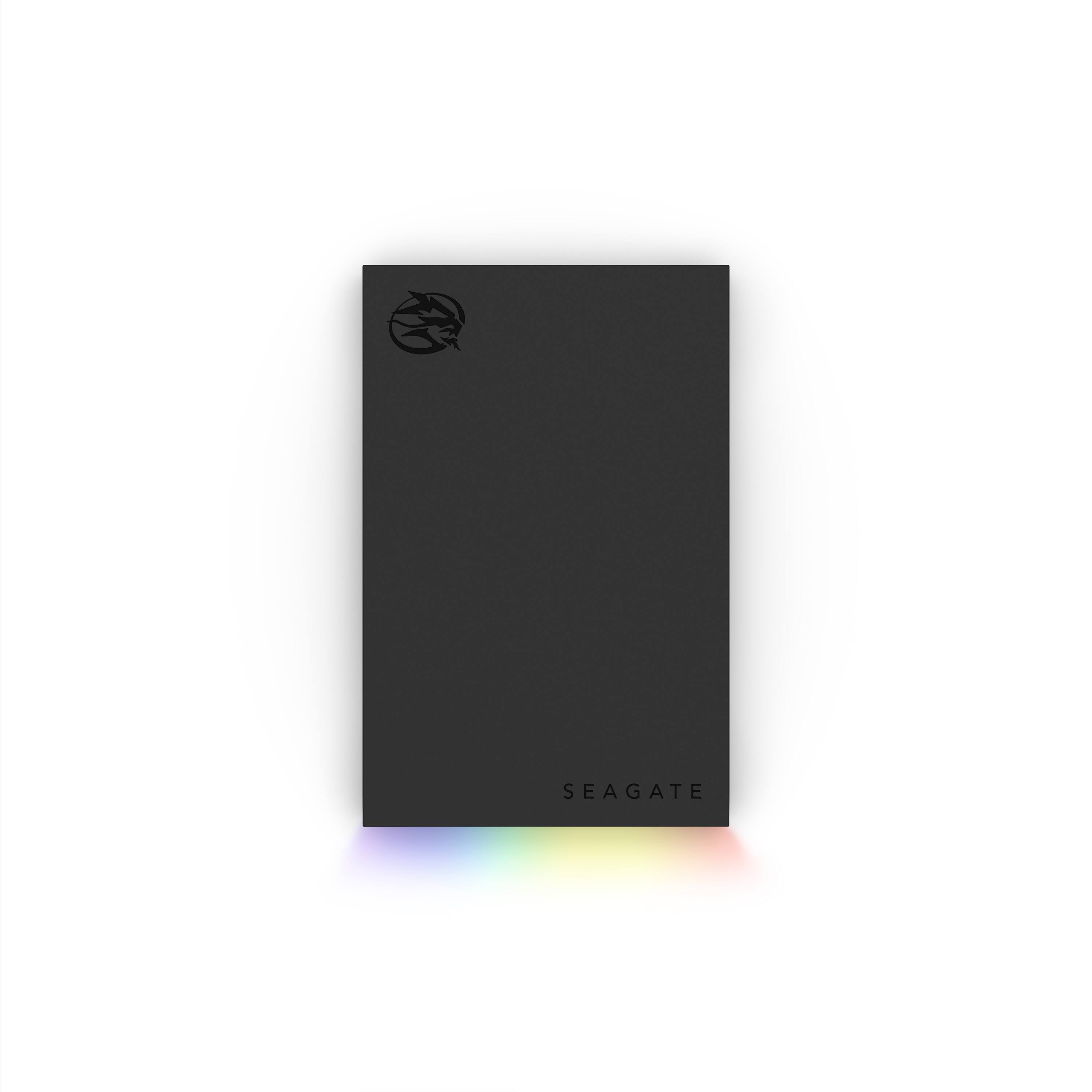 Left. Seagate - FireCuda Gaming 5TB External USB 3.2 Gen 1 Hard Drive with RGB LED Lighting - Black.