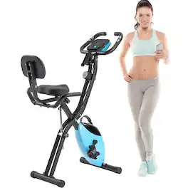 Chery Life - Folding Fitness Upright and Recumbent Exercise Bike with 16-Level Adjustable Resistance - Light Blue
