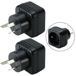 Home Collection - 2 Pack 2 Pin to 3 Pin Travel Power Converter Adapter Plug - Black