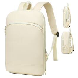 Unique Bargains - Slim Expandable Business Backpack for Men, 16" Laptop Compartment, TSA 15L-25L, Lightweight Work Office - Beige
