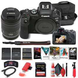 Canon - EOS R6 Mirrorless Camera W/ 24-105mm f/4-7.1 Lens 4082C022 Basic Bundle (International Version)