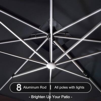 PURPLE LEAF 11 ft. Patio Square Aluminum Solar Powered LED Cantilever Outdoor Offset Umbrella with Base for Garden Deck Pool Gray BBYGLRSDT11-GYWB - Best Buy PURPLE LEAF 11 ft. Patio Square Aluminum Solar Powered LED Cantilever Outdoor Offset Umbrella with Base for Garden Deck Pool Gray BBYGLRSDT11-GYWB - Best Buy