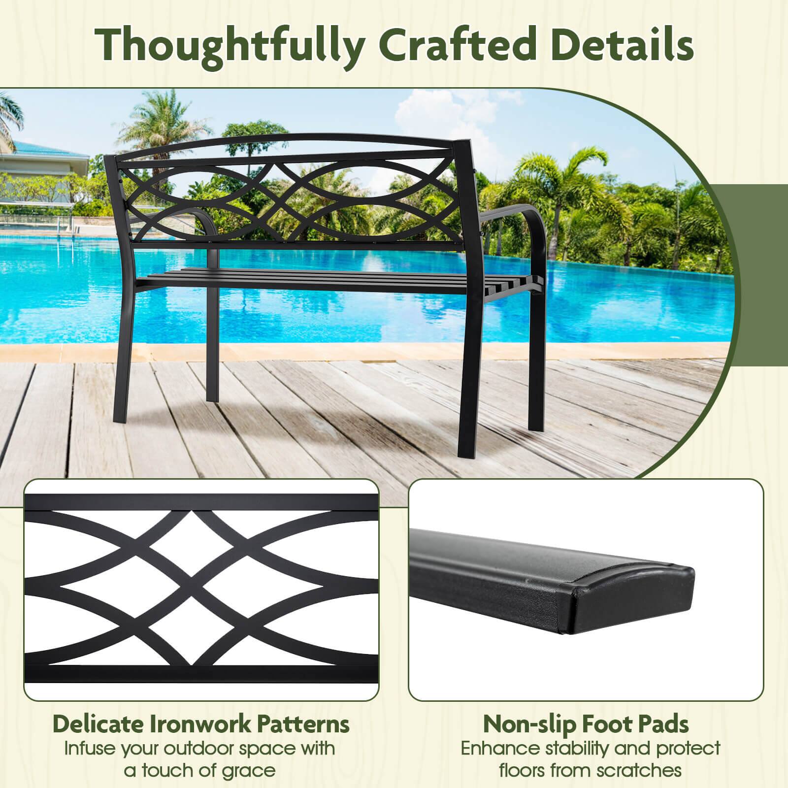 Thoughtfully Crafted Details

Delicate Ironwork Patterns
Infuse your outdoor space with a touch of grace

Non-slip Foot Pads
Enhance stability and protect floors from scratches