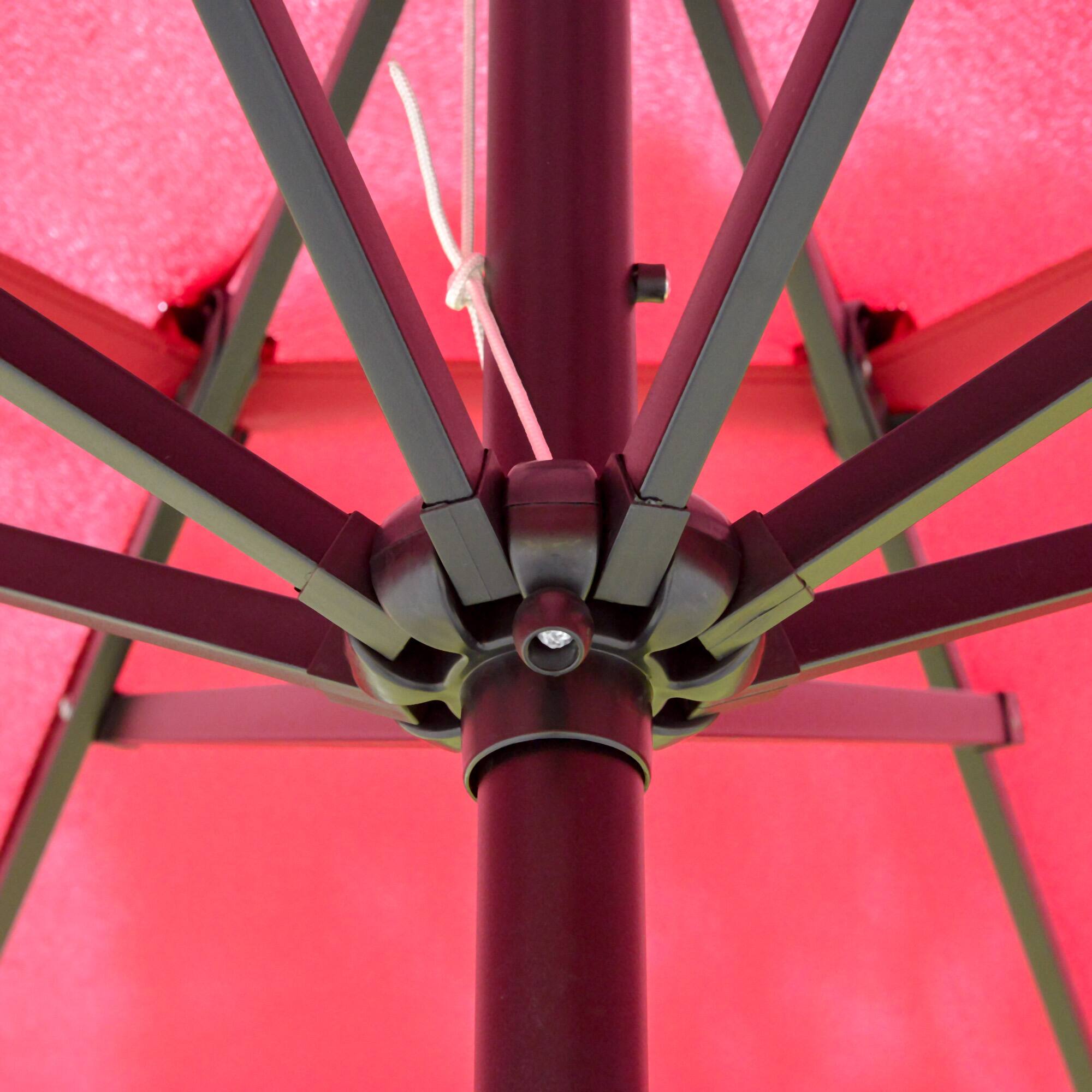 Alt View 8. Outsunny - 9FT 3 Tiers Patio Umbrella Outdoor Market Umbrella with Crank, Push Button Tilt for Deck, Backyard and Lawn - Wine Red.