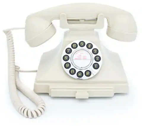 Front. PopMarket - GPO Retro GPOCARRPBIV Carrington Push Button Telephone - Ivory - MISC ACCESSORY - White.