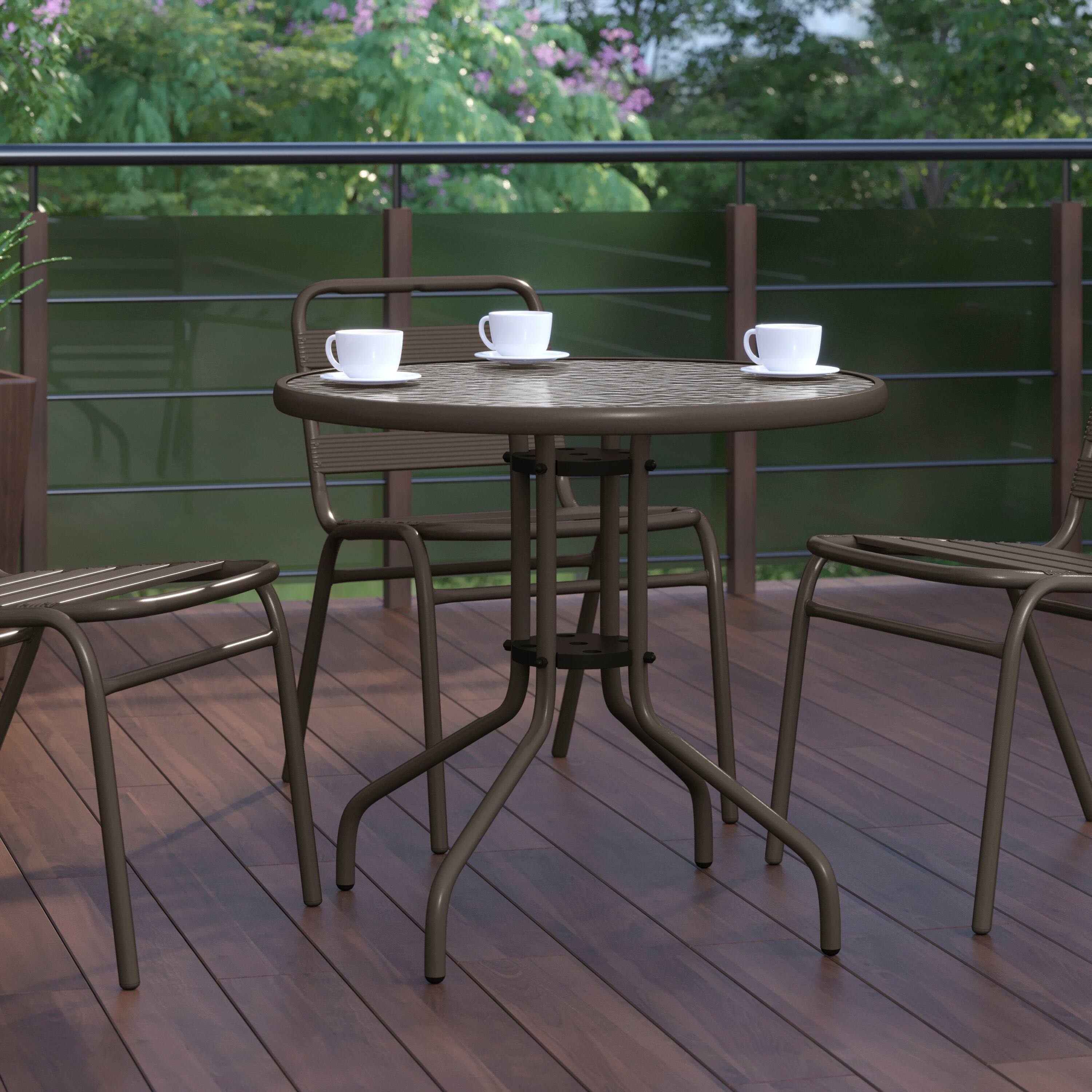 Alt View 3. Flash Furniture - Bellamy 31.5'' Bronze Round Tempered Glass Metal Table - Brown.